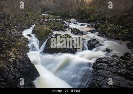 Cascate di Feugh, Banchory, Aberdeenshire, Scozia, Regno Unito Foto Stock