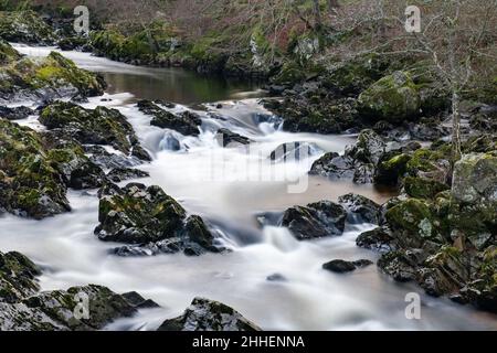 Cascate di Feugh, Banchory, Aberdeenshire, Scozia, Regno Unito Foto Stock