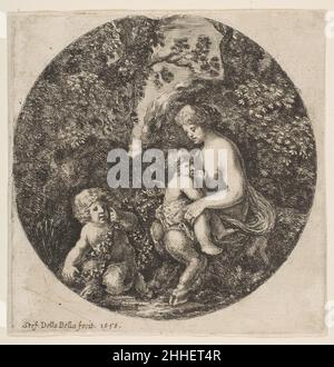 Famiglia Satyr, da 'Paesaggi e porti marittimi' (Paysages et ports de mer, dans des ronds) 1656 Stefano della Bella italiano. Famiglia Satyr, da 'Paesaggi e porti marittimi' (Paysages et ports de mer, dans des ronds) 377313 Foto Stock
