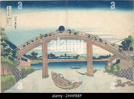 Sotto il Ponte di Mannen a Fukagawa (Fukagawa Mannenbashi shita), dalla serie trentasei viste del Monte Fuji (Fugaku sanjūrokkei) ca. 1830–32 Katsushika Hokusai Giapponese. Sotto il Ponte di Mannen a Fukagawa (Fukagawa Mannenbashi shita), dalla serie trentasei viste del Monte Fuji (Fugaku sanjūrokkei) 56387 Foto Stock