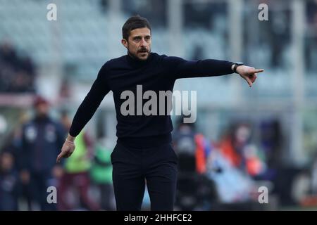 Torino, Italia. 23rd Jan 2022. Torino, Italia, Gennaio 23 2022, Alessio Dionisi (USA Sassuolo) gesti durante il Torino FC vs US Sassuolo, Campionato italiano di calcio a match a Torino, Italy, January 23 2022 Credit: Independent Photo Agency/Alamy Live News Foto Stock