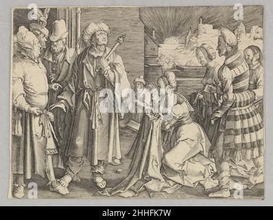 La moglie di Potiphar accusa Giuseppe (copia) n.d. Dopo Lucas van Leyden Netherlandish. La moglie di Potifar accusa Giuseppe (copia) 370394 Foto Stock