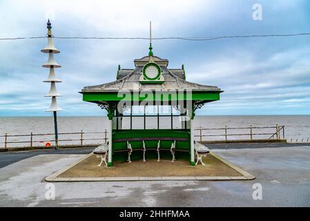 Rifugio mare, North Shore, Blackpool, Lancashire, Regno Unito Foto Stock