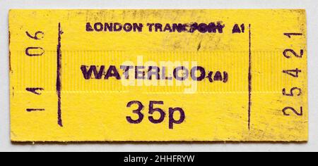 Biglietto vintage 1970s London Underground Railway - Waterloo Foto Stock