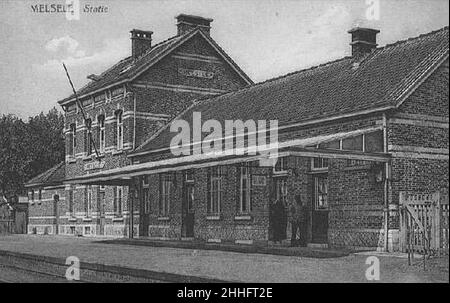 Stazione Melsele - Postkaart. Foto Stock