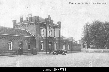 Stazione Ninove - Postkaart. Foto Stock