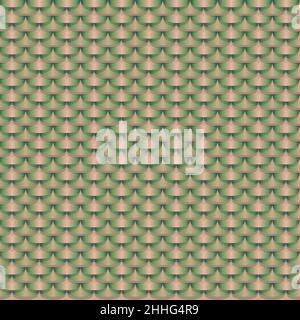 Astratto metallo fiocco texture sfondo senza giunture. Squama metallizzato, motivo geometrico facciale in tenui colori beige verde pastello. Vettore di disegno grafico Illustrazione Vettoriale
