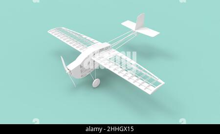 3D rendering dei casis di un piccolo modello di velivolo di propellor. Isolato in studio sfondo. Foto Stock