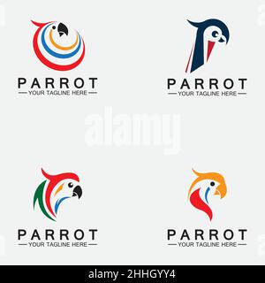 Impostare il modello vettoriale del disegno del logo Parrot Illustrazione Vettoriale