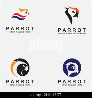 Impostare il modello vettoriale del disegno del logo Parrot Illustrazione Vettoriale