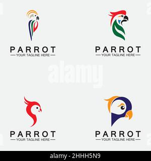 Impostare il modello vettoriale del disegno del logo Parrot Illustrazione Vettoriale