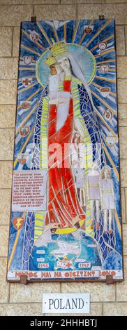 Icona della Madonna e del Bambino. Dono della Polonia alla Basilica dell'Annunciazione di Nazareth, Israele. Foto Stock