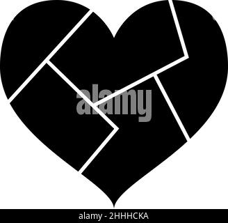 Cuore fragile Glyph icona vettore Illustrazione Vettoriale