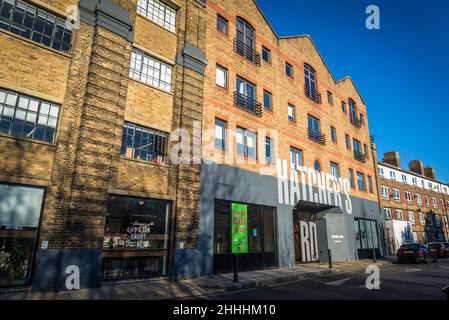 Hatcher's Yard ha convertito i magazzini in Tanner Street, Bermondsey, Londra, Inghilterra, Regno Unito Foto Stock