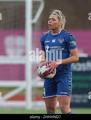 DURHAM CITY, REGNO UNITO. GEN 23rd Becky Salicki di Durham Women durante la partita di fa Women's Championship tra Durham Women FC e Sheffield United al Maiden Castle, Durham City domenica 23rd gennaio 2022. (Credit: Mark Fletcher | MI News) Credit: MI News & Sport /Alamy Live News Foto Stock