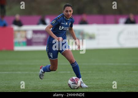 DURHAM CITY, REGNO UNITO. JAN 23rd Mollie Lambert of Durham Women durante la partita di campionato femminile fa tra il Durham Women FC e Sheffield United al Maiden Castle, Durham City domenica 23rd gennaio 2022. (Credit: Mark Fletcher | MI News) Credit: MI News & Sport /Alamy Live News Foto Stock