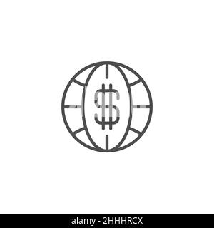 Linea finanziaria globale, riempita, glifo, icona a colori. Segno di stile lineare per concetto mobile e web design. Icona vettore di contorno del trasferimento di denaro mondiale. Simbolo, Illustrazione Vettoriale