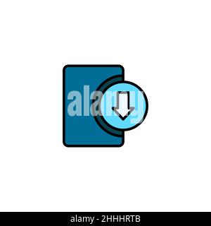 Software scarica icona vettore, riempito, linea, glifo, segno piatto a colori, pittogramma solido isolato su bianco. Simbolo, illustrazione del logo Illustrazione Vettoriale