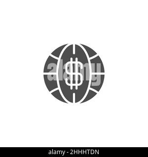 Linea finanziaria globale, riempita, glifo, icona a colori. Segno di stile lineare per concetto mobile e web design. Icona vettore di contorno del trasferimento di denaro mondiale. Simbolo, Illustrazione Vettoriale