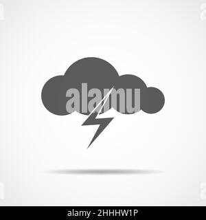 Icona Storm in design piatto. Icona tempesta grigia su sfondo chiaro. Illustrazione vettoriale. Illustrazione Vettoriale