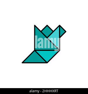 Icona vettore uccello Origami. Segno piatto a colori per concetto mobile e web design. Icona di carta d'uccello semplice. Simbolo, illustrazione del logo. Pixel Perfect ve Illustrazione Vettoriale