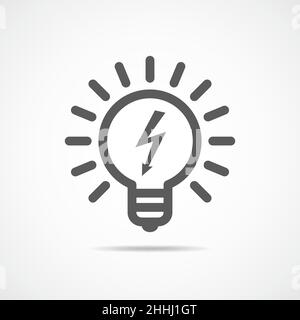 Lampadina con in design piatto. Lampadina grigio, isolata su uno sfondo chiaro. Illustrazione Vettoriale. Illustrazione Vettoriale