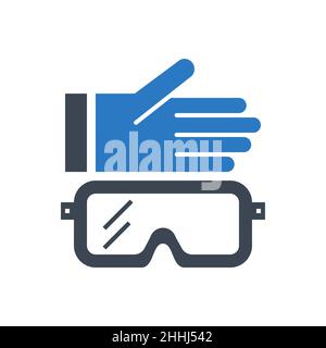 Icona del glifo vettoriale relativo agli indumenti protettivi Illustrazione Vettoriale
