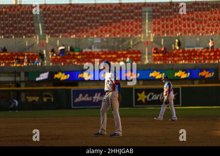 MAZATLAN, MESSICO - FEBBRAIO 05: Ronald Guzman primo barman di Las Águilas Cibaeñas, durante una partita tra Repubblica Dominicana e Panama come parte della Serie del Caribe 2021 al Teodoro Mariscal Stadium il 5 febbraio 2021 a Mazatlan, Messico. (Foto di Luis Gutierrez/ Norte foto) Foto Stock