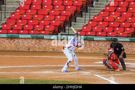 MAZATLAN, MESSICO - 05 FEBBRAIO: Ronald Guzman di Las Aguilas Cibaneñas, durante una partita tra Repubblica Dominicana e Panama come parte della Serie del Caribe 2021 allo Stadio Mariscal Teodoro il 5 febbraio 2021 a Mazatlan, Messico. (Foto di Luis Gutierrez/ Norte foto) Foto Stock