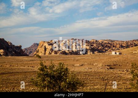 Antico sito nabateo conosciuto come Little Petra in Giordania Foto Stock