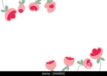 Cornice floreale basata su ornamenti tradizionali di arte popolare su sfondo bianco. Bordo ornato con fiori blu. Illustrazione del vettore per la carta da parati Illustrazione Vettoriale