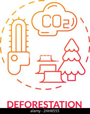 Icona di concetto di gradiente rosso di deforestazione Illustrazione Vettoriale