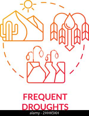 Icona di concetto di gradiente rosso con siccità frequenti Illustrazione Vettoriale