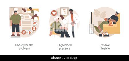 Problemi di stile di vita inattivo illustrazioni vettoriali astratte. Illustrazione Vettoriale