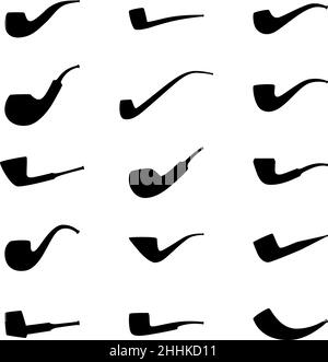 Set di sagome di tubi per tabacco, illustrazione vettoriale Illustrazione Vettoriale