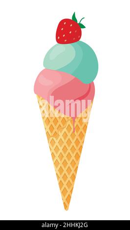 Gelato alla frutta su sfondo bianco, illustrazione vettoriale piatta Illustrazione Vettoriale