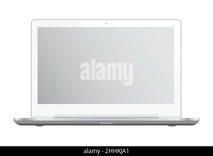 Notebook bianco su sfondo bianco. Illustrazione vettoriale realistica, per grafica e web design Illustrazione Vettoriale