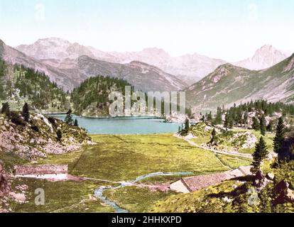 Lago di Cavloccio, Lägh da Cavloc, Graubünden, Grigioni, Svizzera 1890. Foto Stock