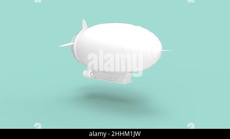 3D rendering di un veicolo galleggiante zeppelin blimp volo aereo a mongolfiera isolato su sfondo spazio vuoto. Foto Stock