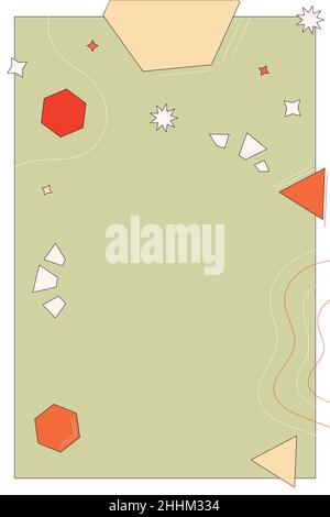 Sfondo astratto con forme, linee e punti semplici. Illustrazione vettoriale in divertente cartone animato stile retrò alla moda. Illustrazione Vettoriale