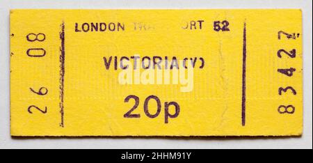 Biglietto vintage 1970s London Underground Railway - Victoria Foto Stock