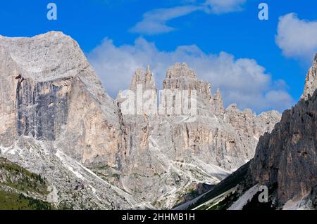 Gruppo montuoso del Catinaccio e Torri Vajolet, Trento, Trentino-Alto Adige, Italia Foto Stock