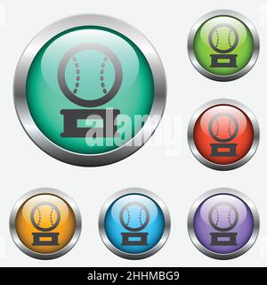 pulsanti in vetro per trofei da baseball Illustrazione Vettoriale