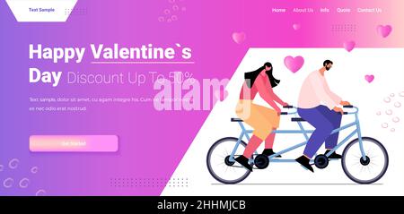 coppia in bicicletta in tandem amore equitazione celebrare felice valentines giorno orizzontale intera lunghezza Illustrazione Vettoriale