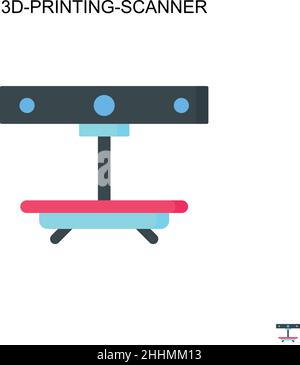 icona vettoriale semplice dello scanner a 3D stampe. Pittogramma moderno a colori perfetto su tratti modificabili. 3d-stampa-scanner icone per il vostro progetto di business Illustrazione Vettoriale