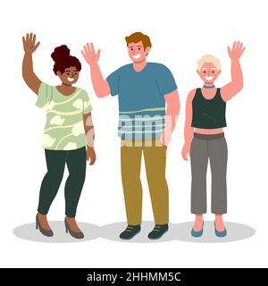 Disegno a mano disegno piatto persone ondulazione illustrazione Vector illustrazione. Illustrazione Vettoriale