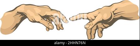 Mano a mano . Creazione di Adamo. Affresco di Michelangelo Illustrazione Vettoriale