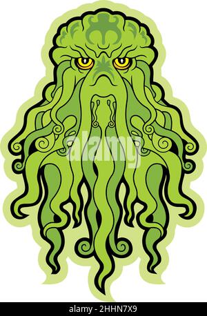 Monster Cthulhu dell'Oceano Verde Illustrazione Vettoriale