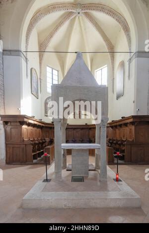 Abbazia di San Salvatore di Montecorona, Umbertide, Umbria, Italia, Europa Foto Stock