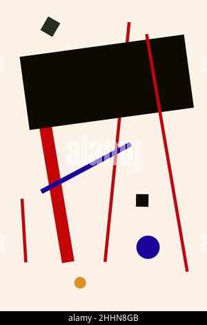 Composizione Suprematism, pittura retrò in stile suprematismo Illustrazione Vettoriale